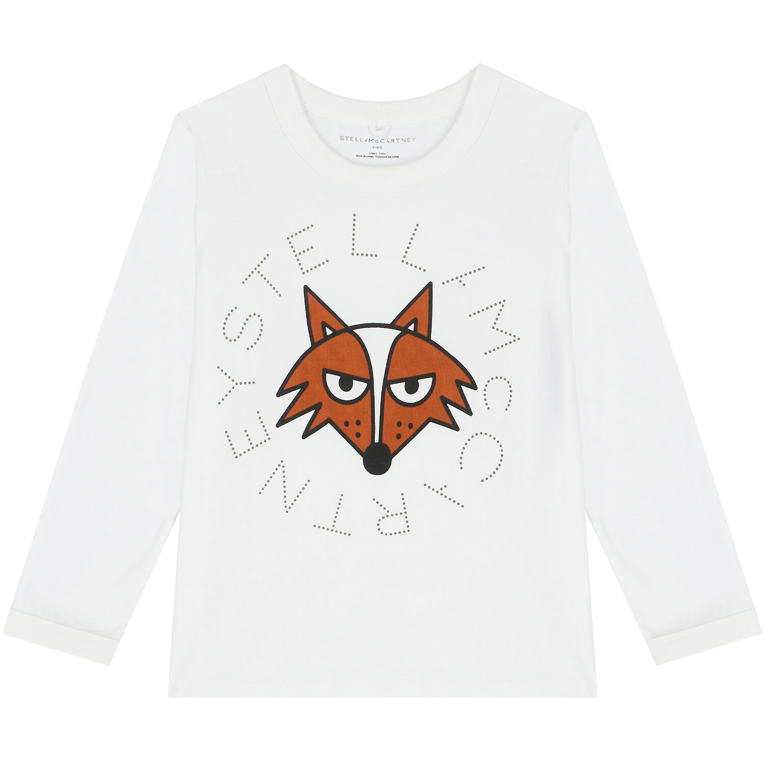 Boys White Fox Long Sleeve Top, 1, hi-res
