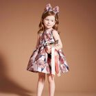 Girls Pink Brocade Dress, 1, hi-res