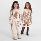 Girls Beige Floral Trousers, 1, hi-res