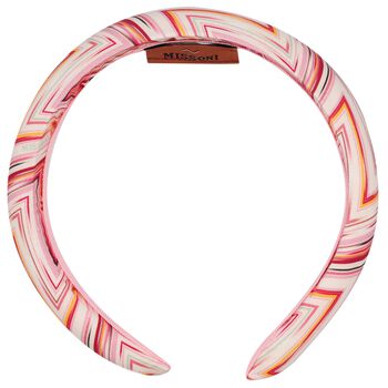 Girls White & Pink Zigzag Headband