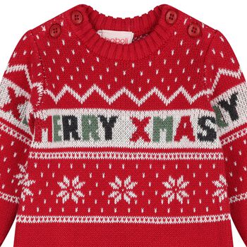 Red Christmas Knitted Baby Romper