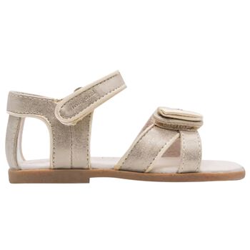 Younger Girls Gold Floral Pearl Sandals