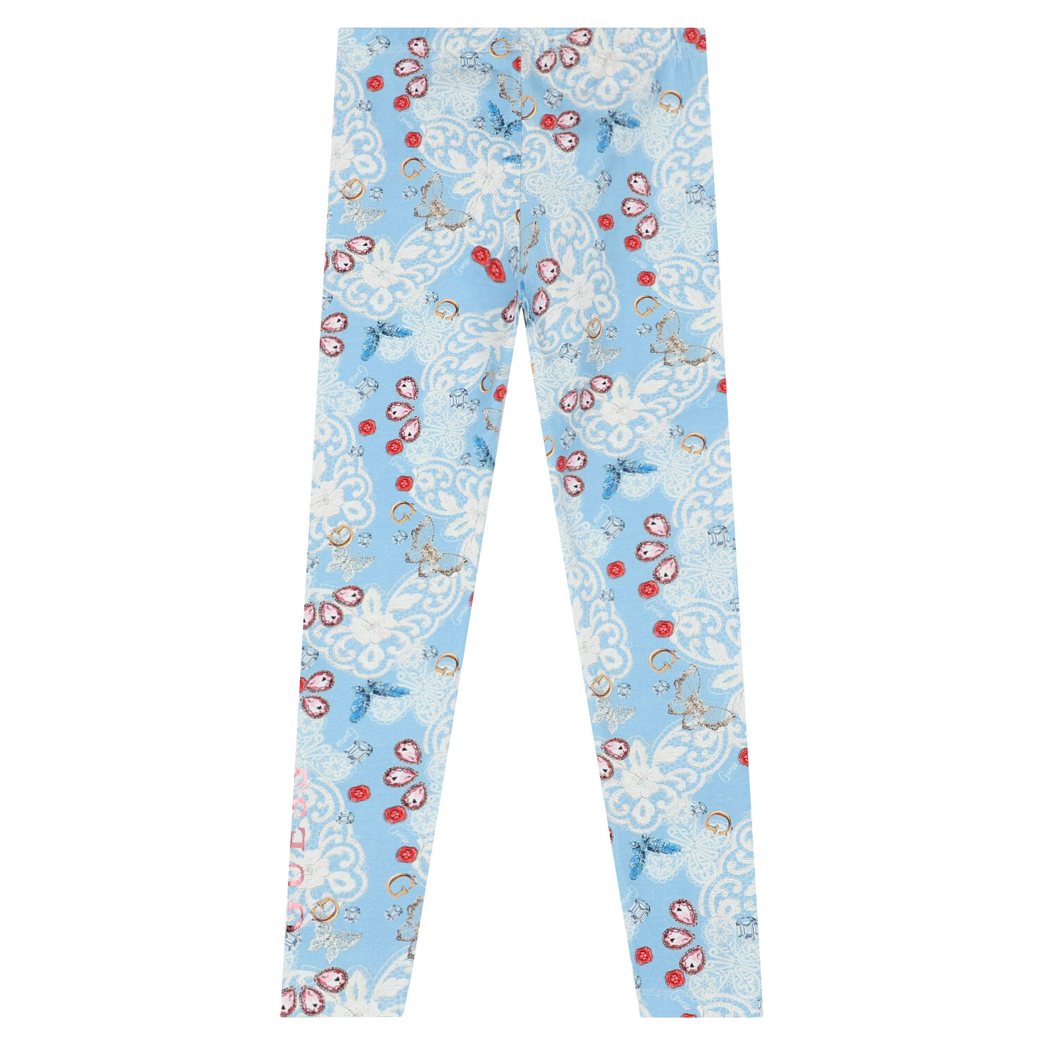 Girls Blue Jewelry Logo Leggings, 2, hi-res