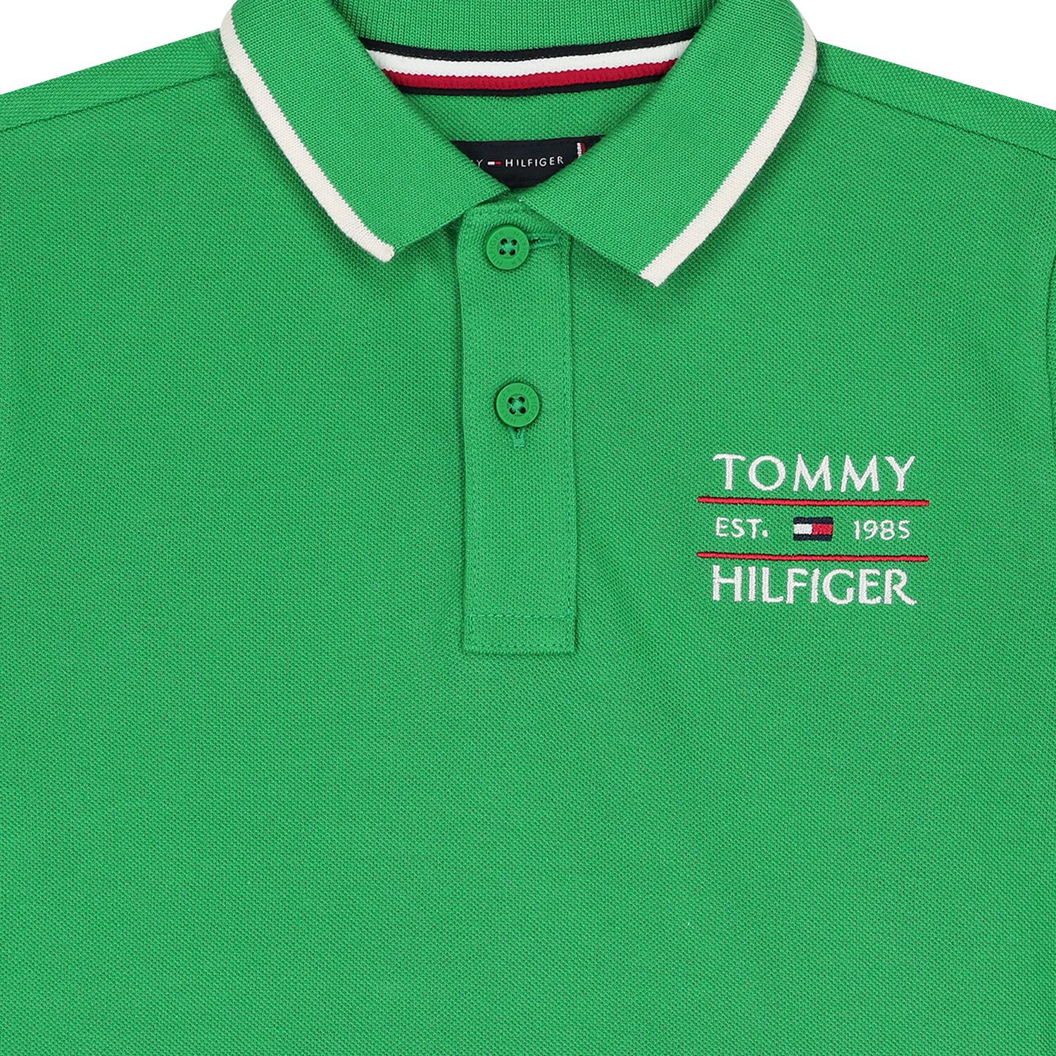 Boys Green Logo Embroidery Polo Shirt, 1, hi-res