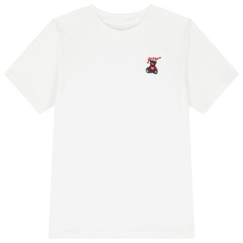 Boys White Teddy Bear Logo T-Shirt