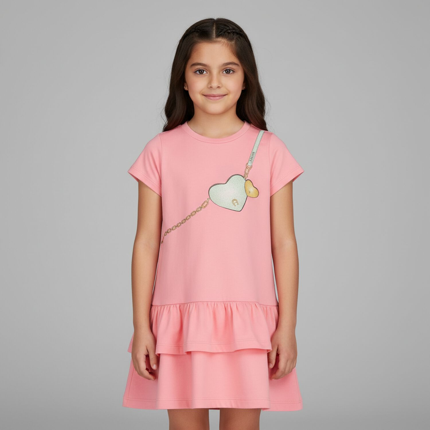 Girls Pink Logo Bag Dress, 3, hi-res