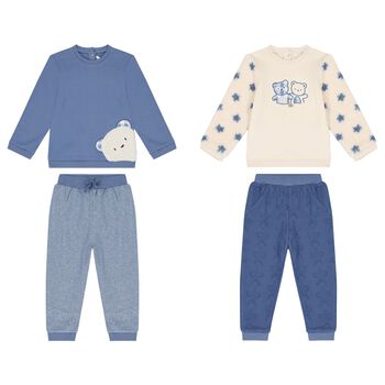 Baby Boys Blue & Ivory Tracksuits ( 2-Pack )