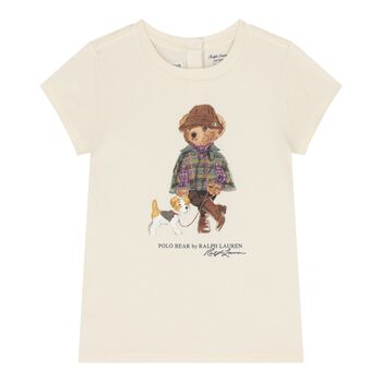 Baby Girls Ivory Polo Bear T-Shirt