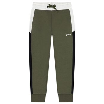 Boys Green Logo Joggers