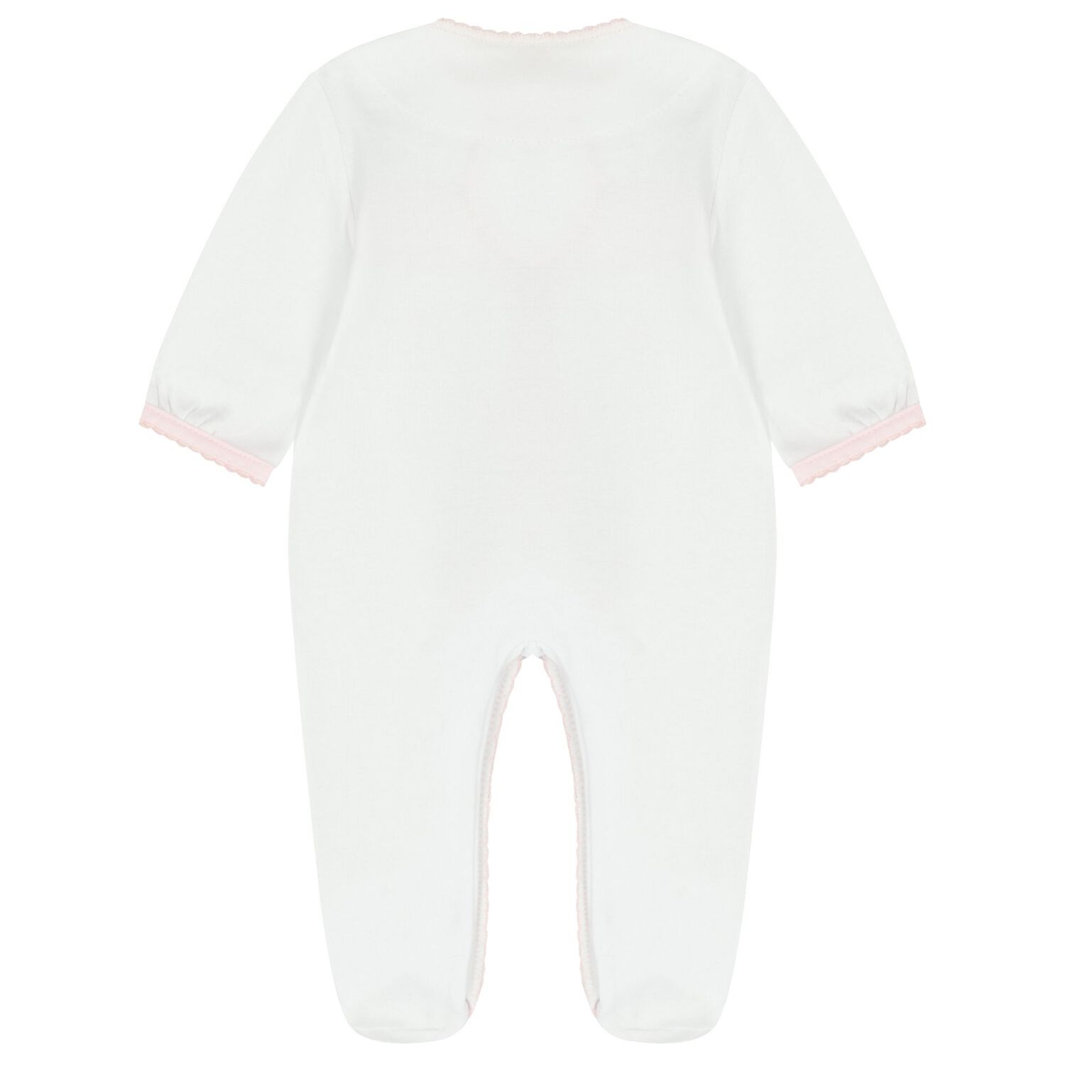 Baby Girls White & Pink Floral Babygrow, 1, hi-res image number null