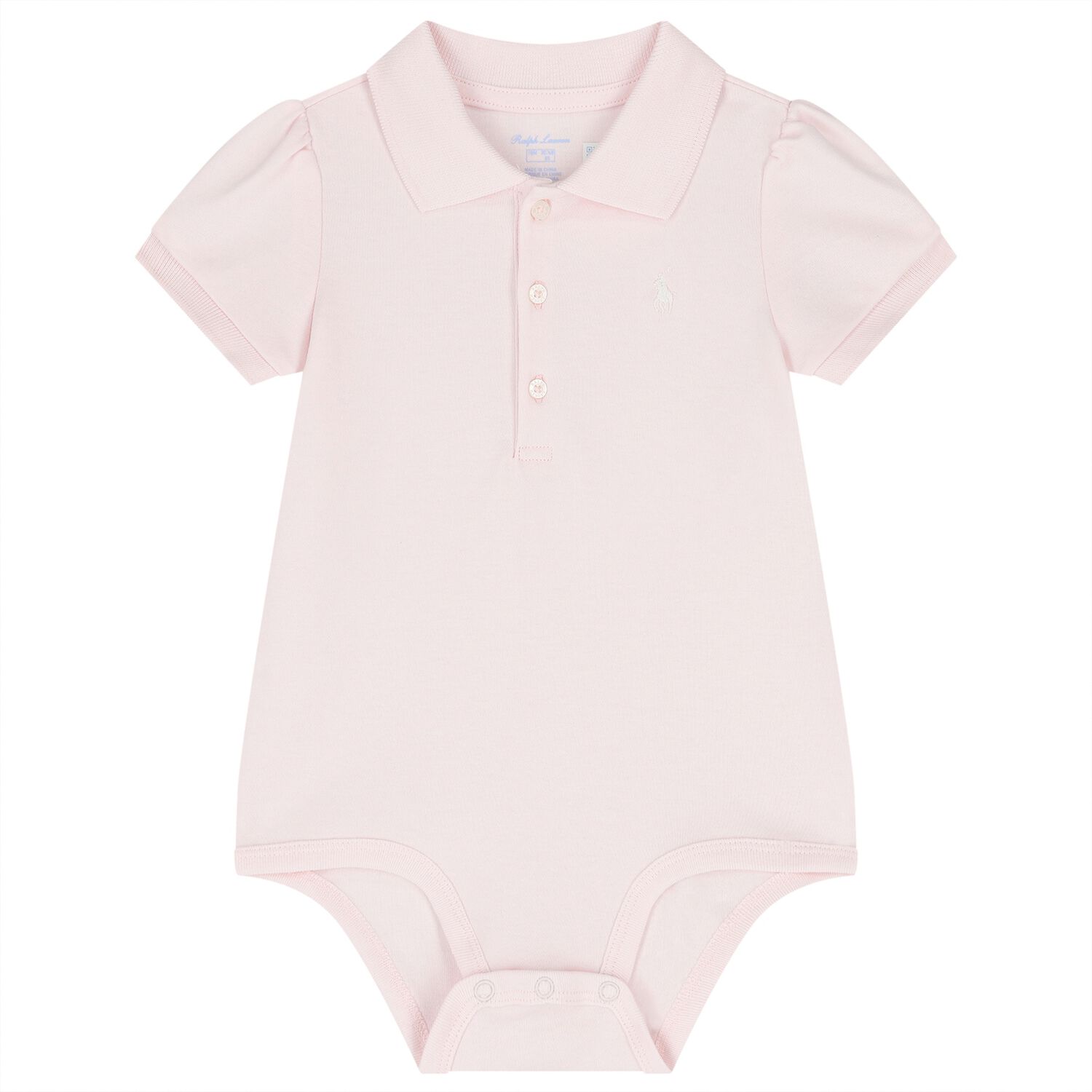 Baby Girls Pink Logo Bodysuit, 1, hi-res