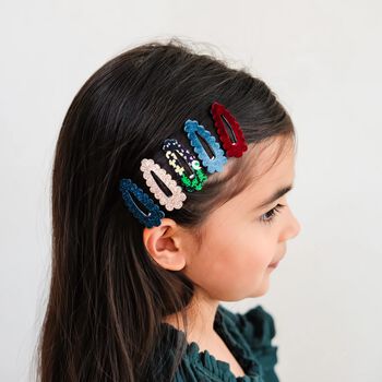 Girls Multi-Coloured Scalloped Hairclips ( 5 Pack )
