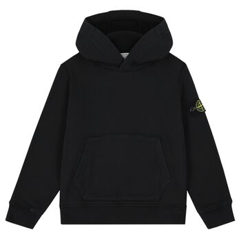Boys Black Logo Hooded Top