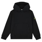 Boys Black Logo Hooded Top, 1, hi-res