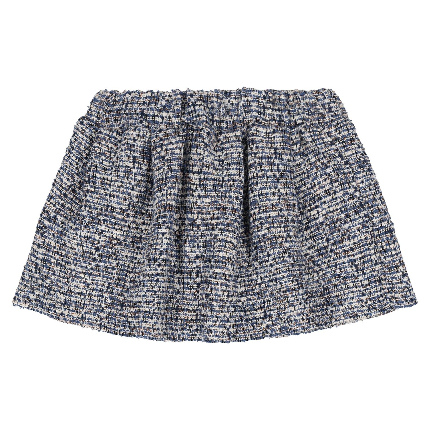 Younger Girls Navy Blue Tweed Knit Skirt Set, 2, hi-res