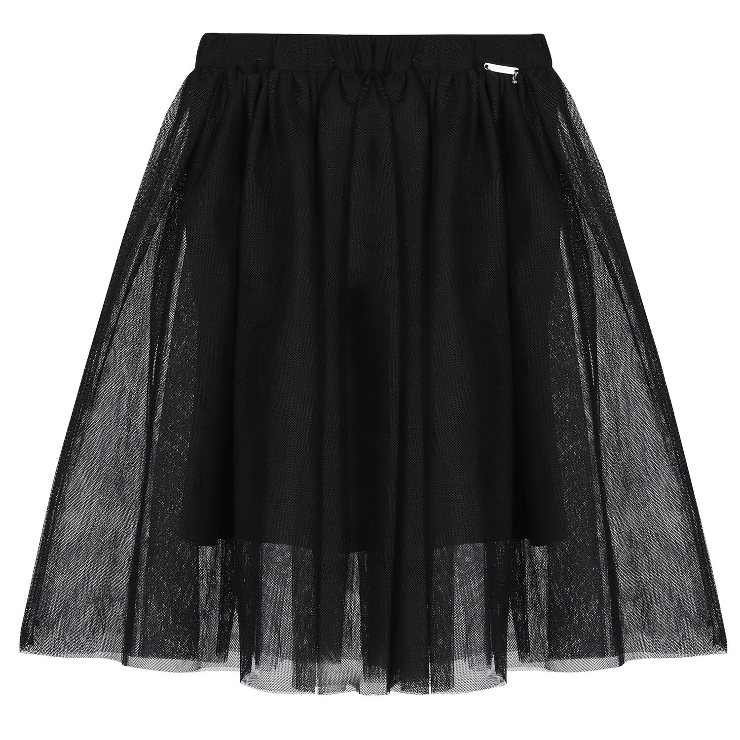 Girls Black Logo Tulle Skirt, 2, hi-res