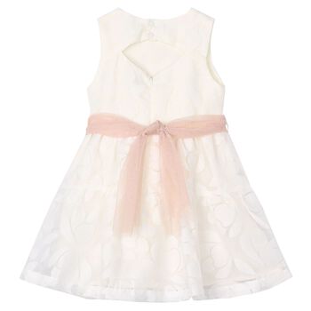 Girls Ivory Organza Floral Dress