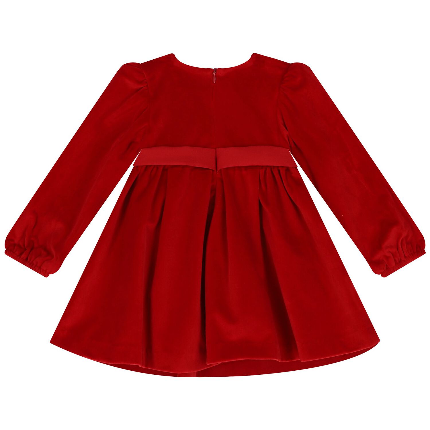 Younger Girls Red Velvet Dress, 1, hi-res