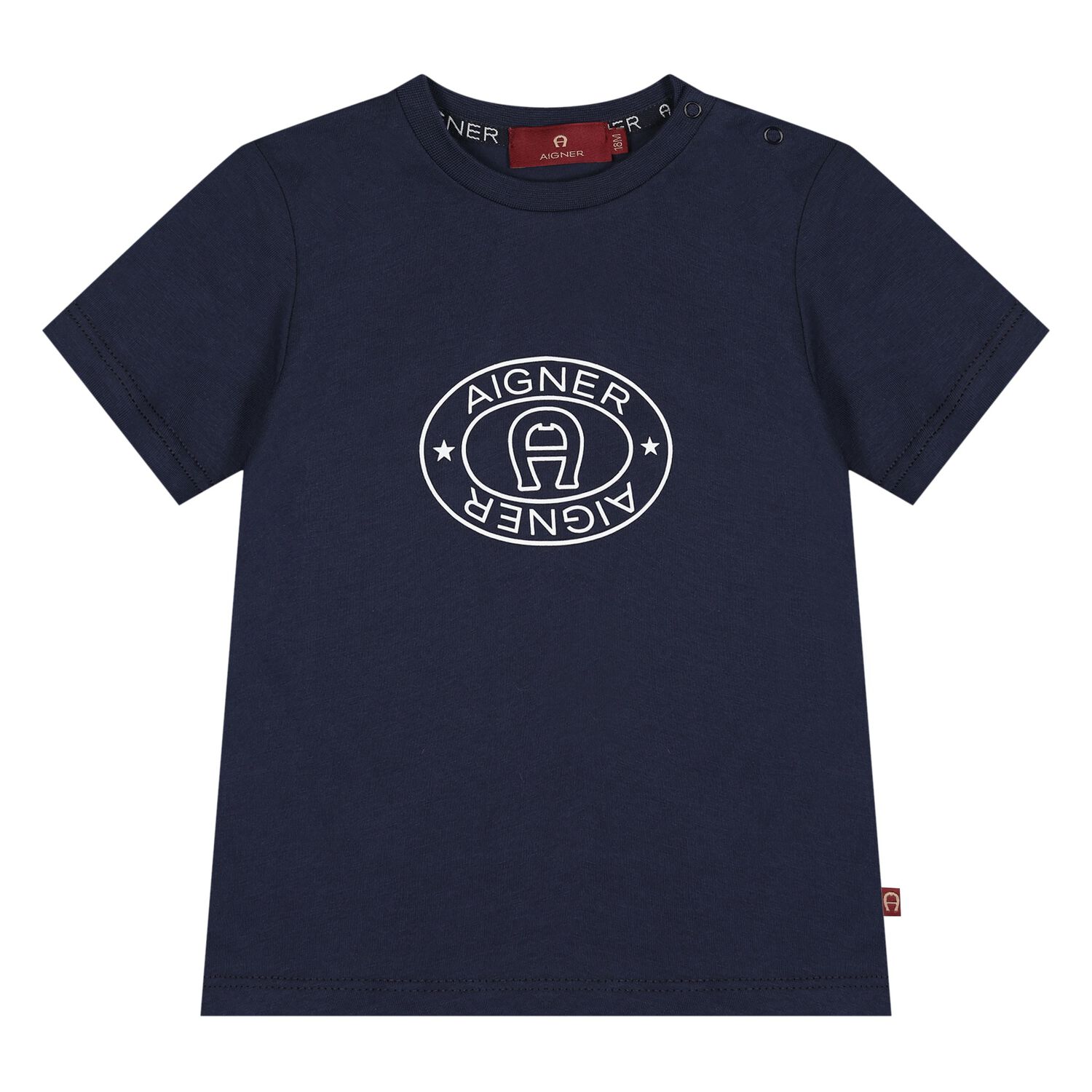 Younger Boys Navy Blue Logo T-Shirt, 3, hi-res