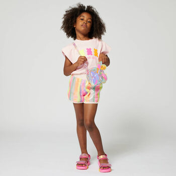 Girls Pink Sequins Shorts