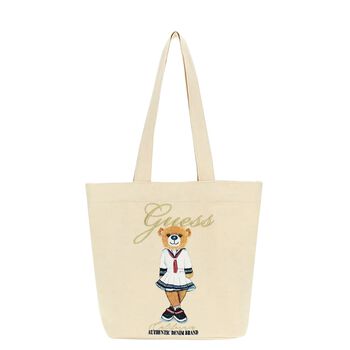 Girls Ivory Teddy Bear Logo Tote Bag