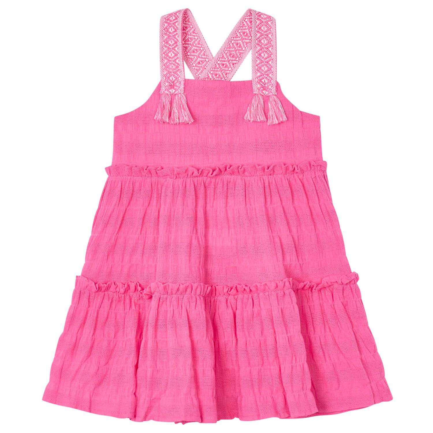 Girls Pink Tiered Dress, 1, hi-res