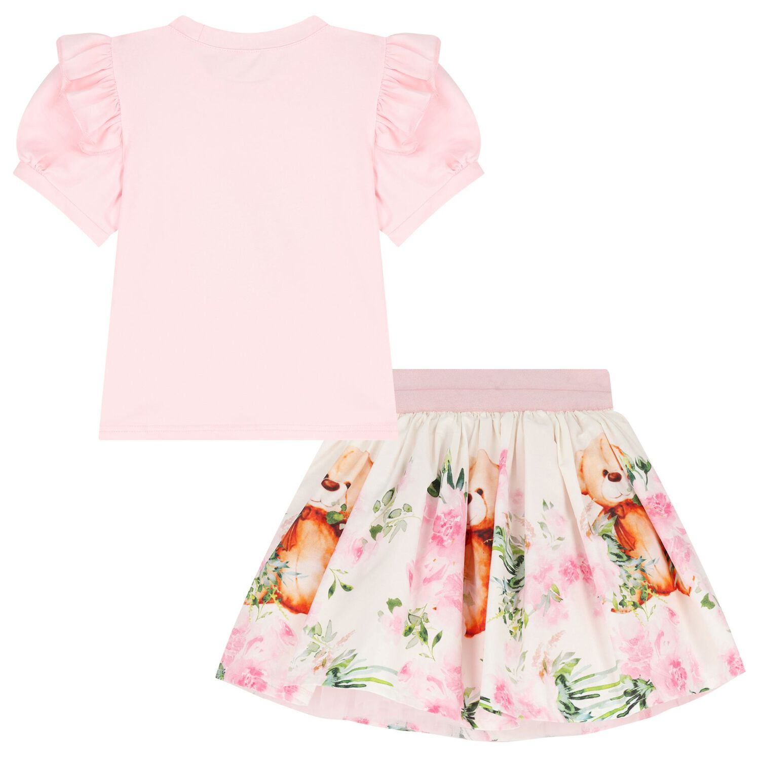 Girls Pink Teddy Bear Skirt Set, 1, hi-res image number null