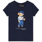 Girls Navy Polo Bear T-Shirt, 1, hi-res