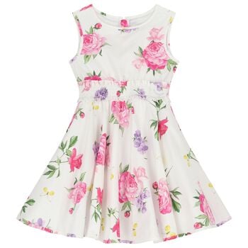 Girls White Floral Dress