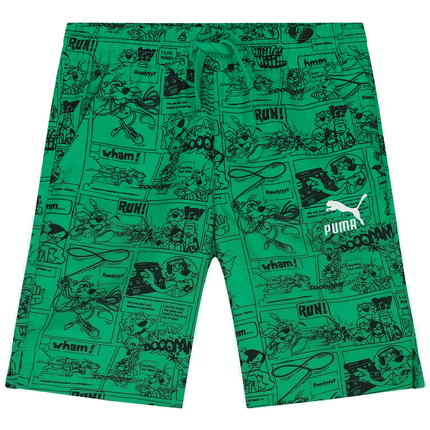 Boys Green Logo Shorts, 1, hi-res