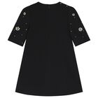 Girls Black Embellished Dress, 1, hi-res