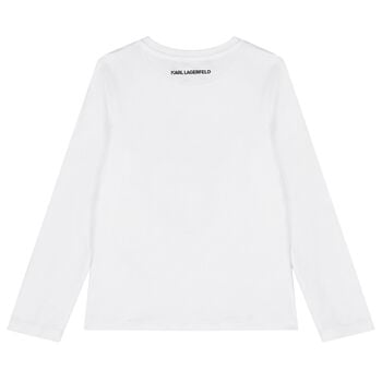 Girls Mini Me White Choupette Long Sleeve Top