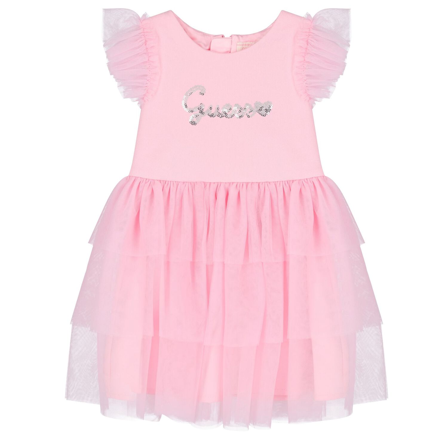Baby Girls Pink Logo Tulle Dress Set, 1, hi-res image number null