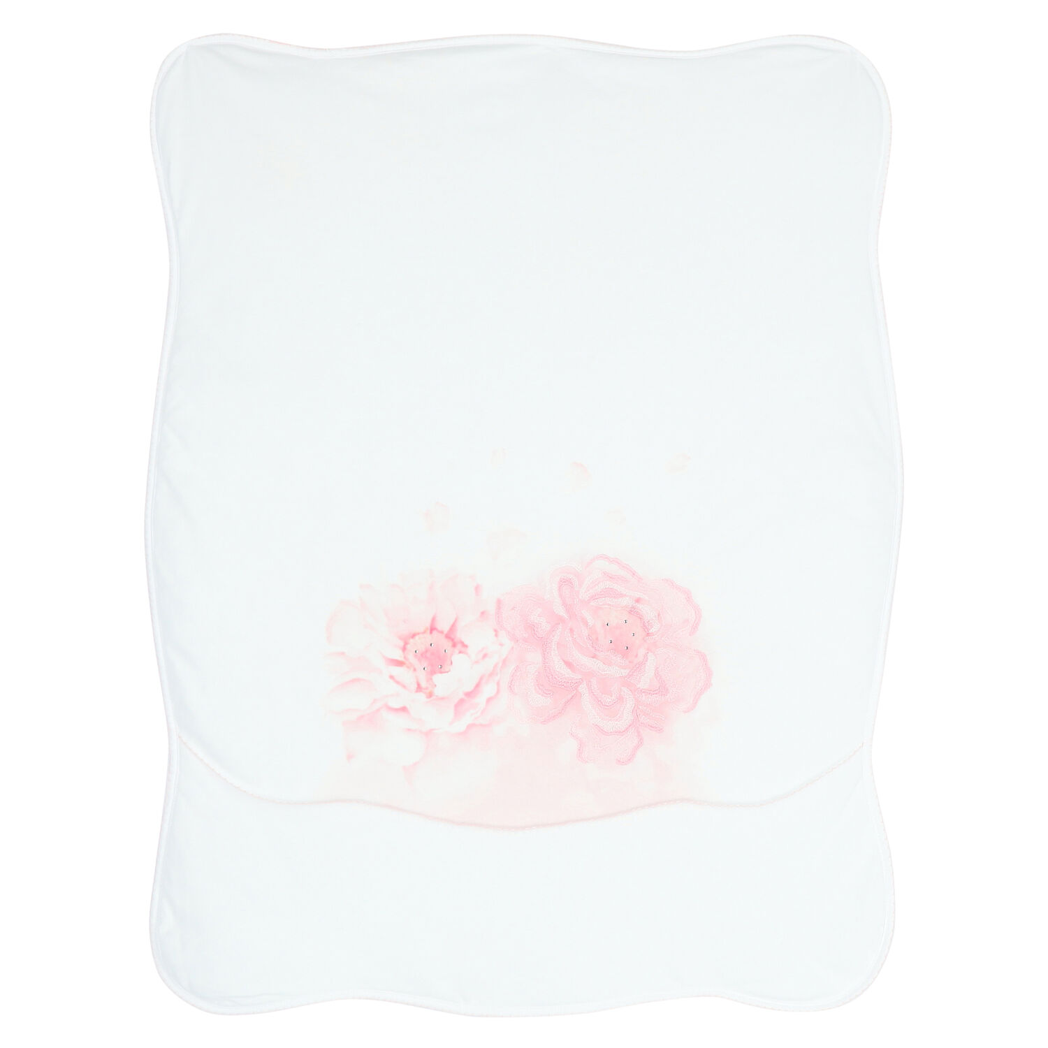 Baby Girls White & Pink Floral Blanket, 1, hi-res