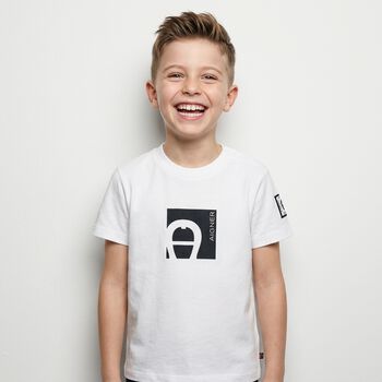 Younger Boys White Logo T-Shirt