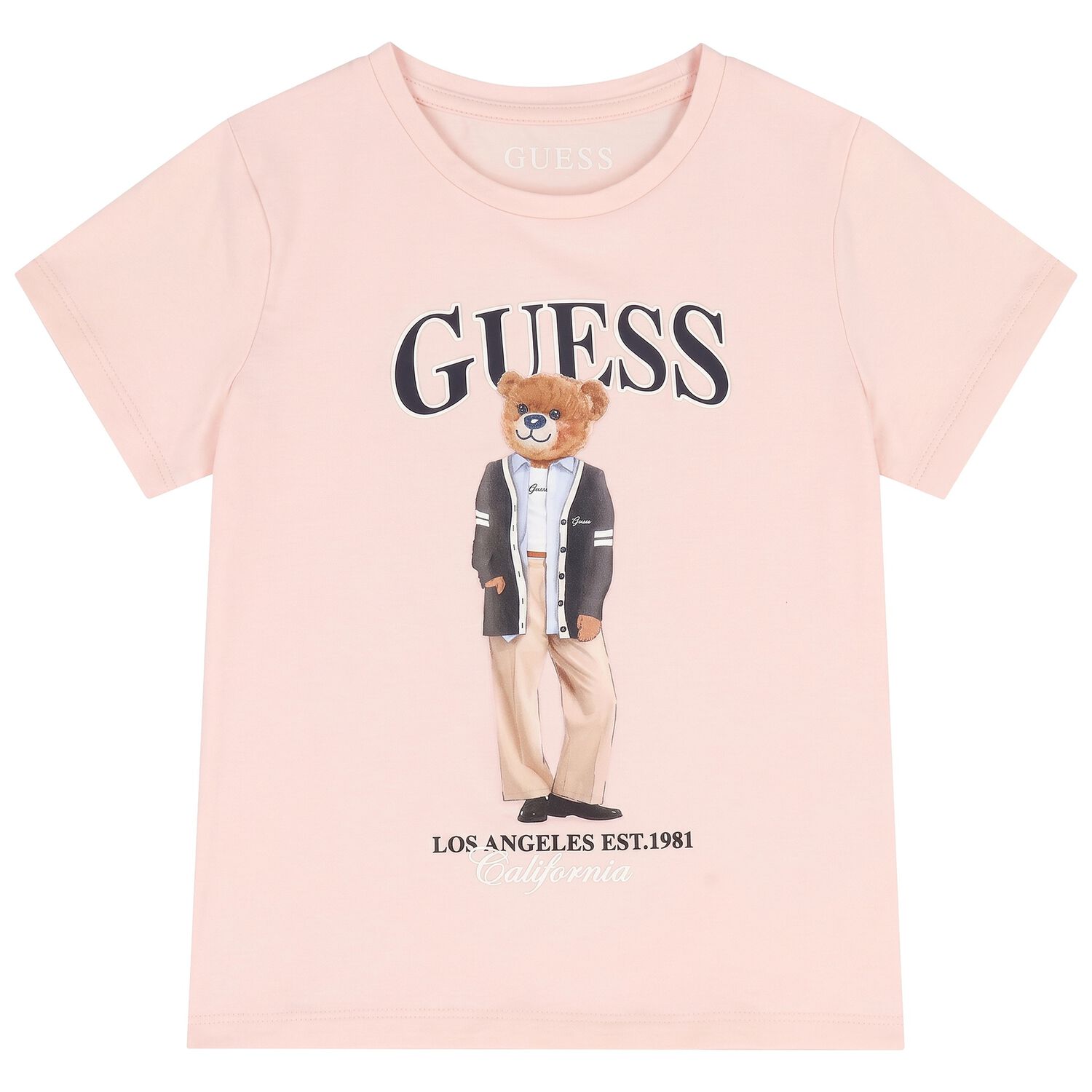 Girls Pink Teddy Bear Logo T-Shirt, 3, hi-res