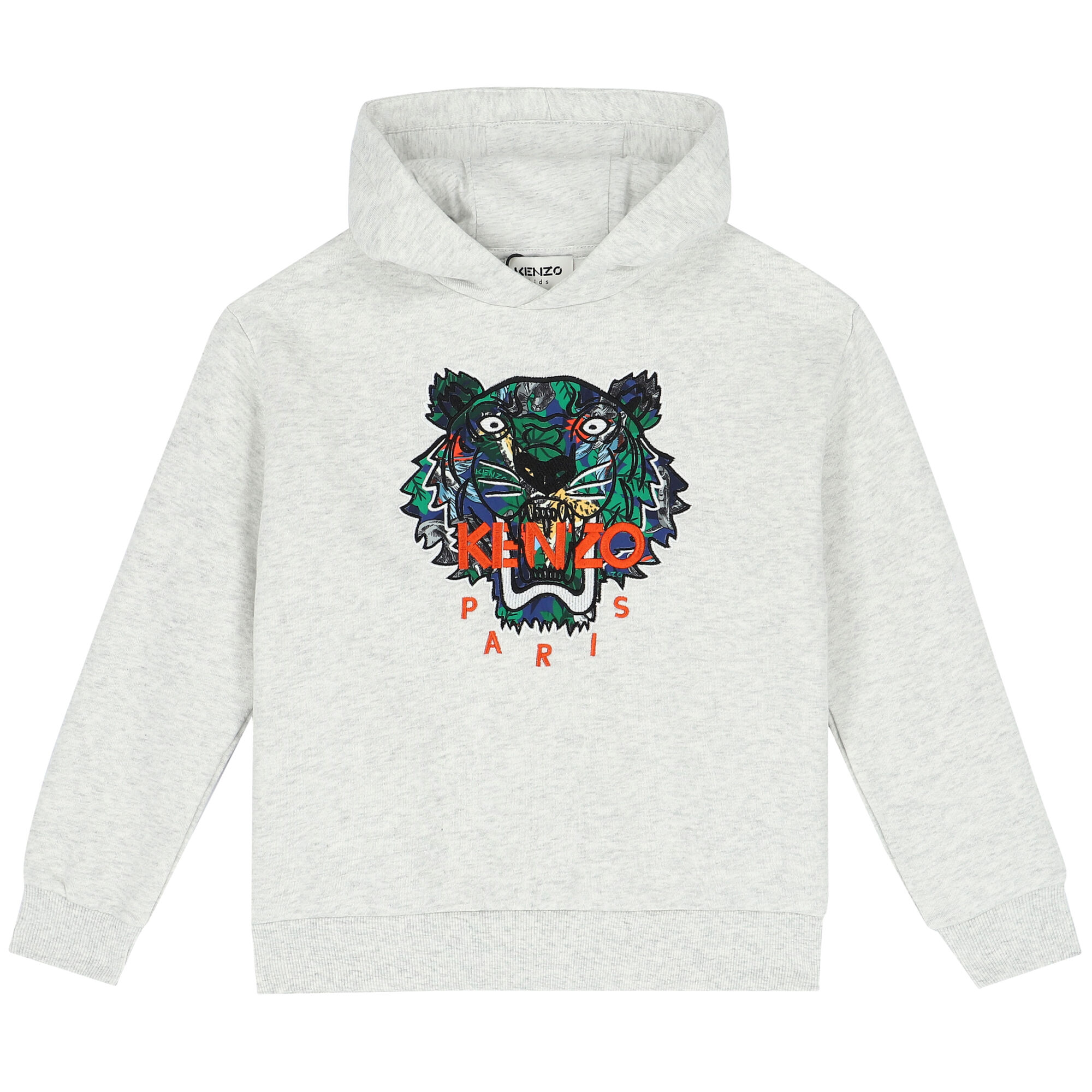 KENZO KIDS Boys Grey Tiger Hooded Top Junior Couture UK