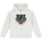 Boys Grey Tiger Hooded Top, 1, hi-res