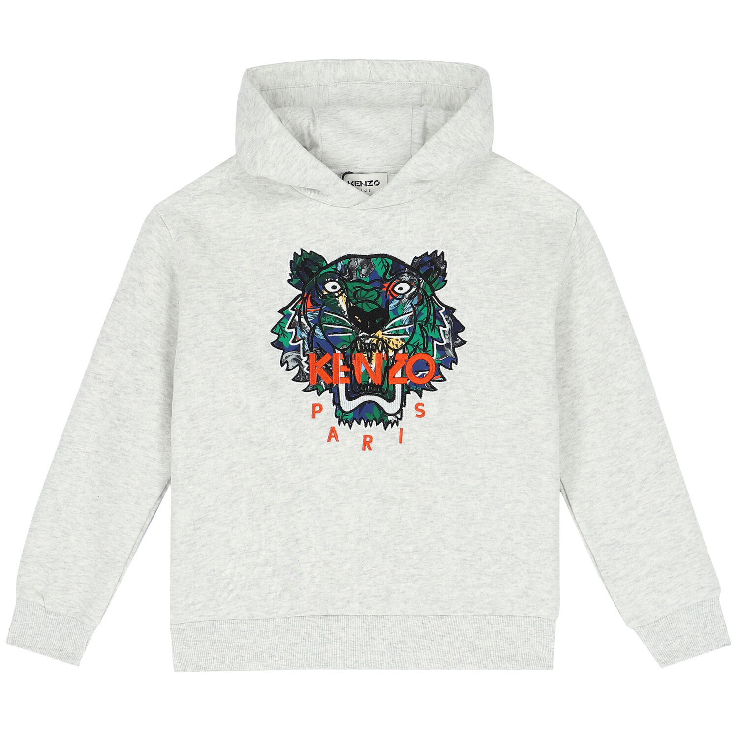 Boys Grey Tiger Hooded Top, 1, hi-res