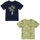 Boys Navy Blue & Khaki Palm Tree T-Shirts ( 2-Pack ), 2, hi-res