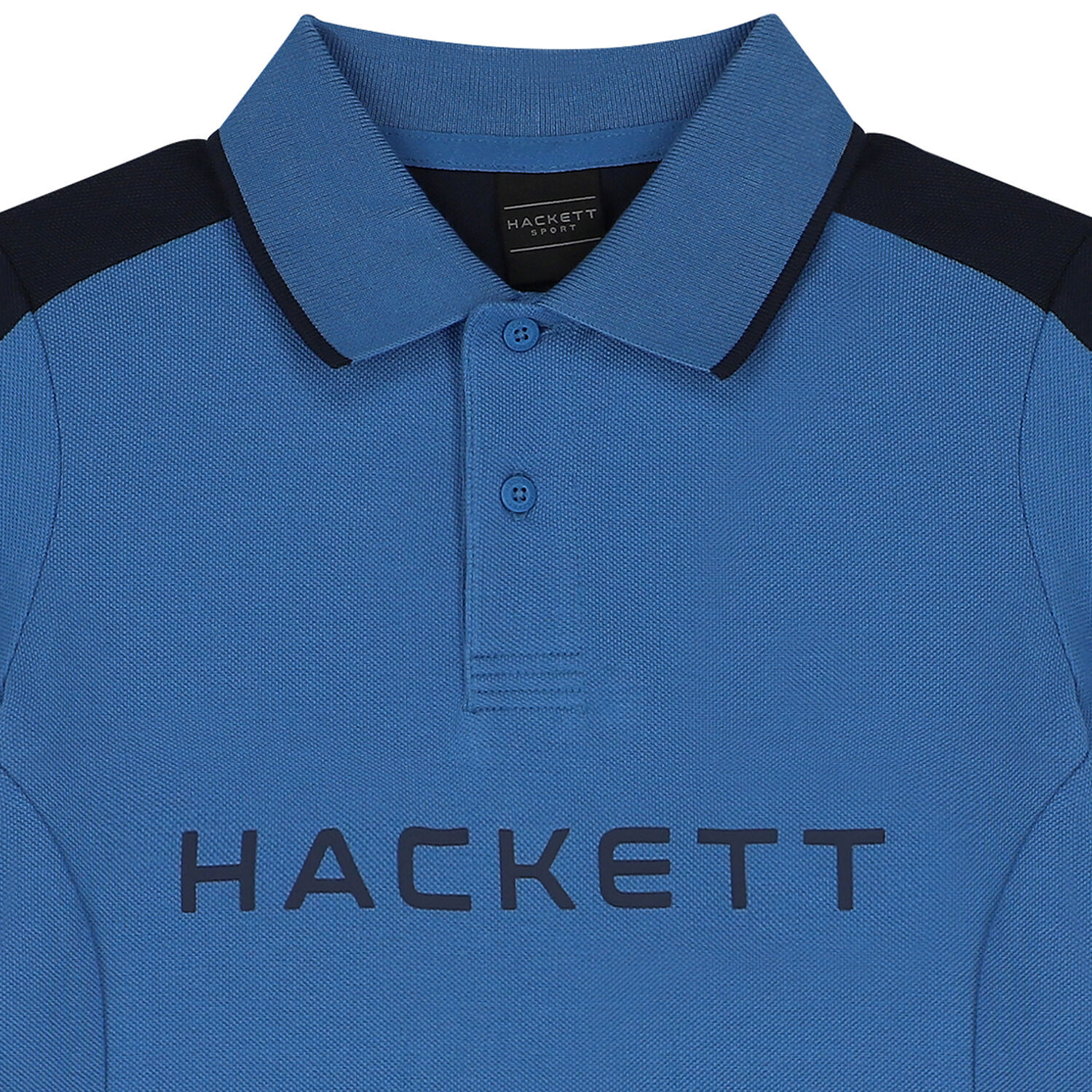 Boys Blue & Navy Blue Logo Polo Shirt, 1, hi-res