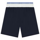 Boys White & Navy Blue Logo Shorts Set, 1, hi-res