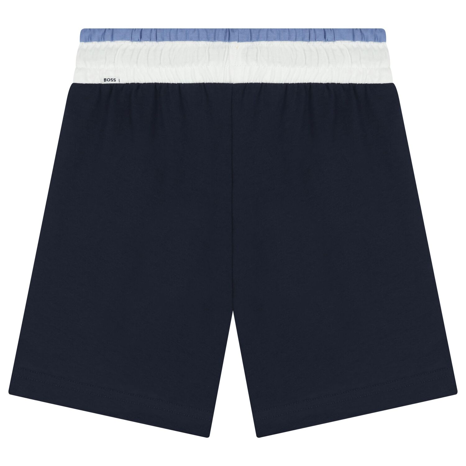 Boys White & Navy Blue Logo Shorts Set, 1, hi-res