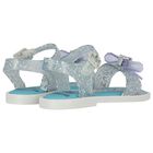 Younger Girls Blue & White Elsa Glitter Jelly Sandals, 1, hi-res