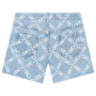 Girls Blue Logo Denim Shorts, 1, hi-res