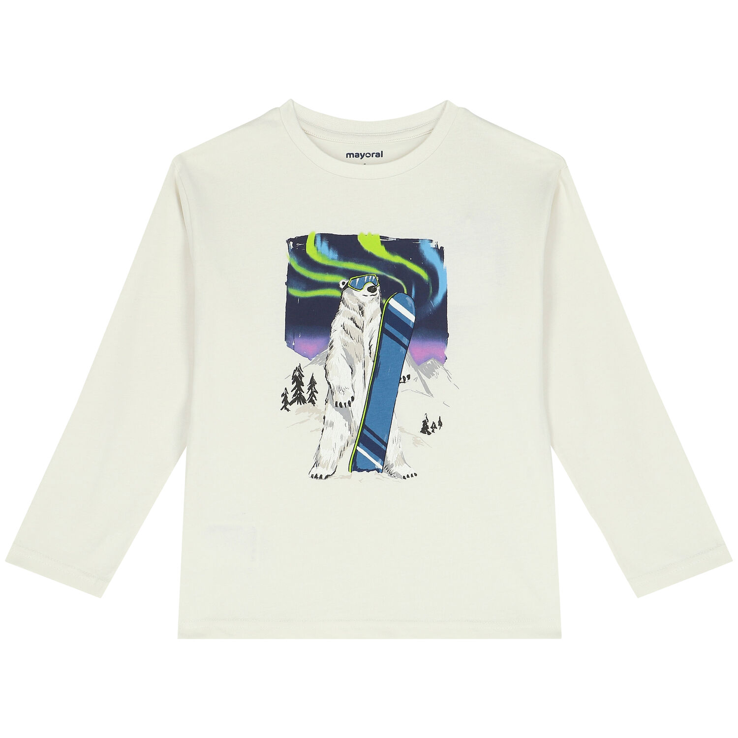 Boys Ivory Polar Bear Long Sleeve Top, 1, hi-res image number null