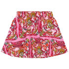 Girls Pink Teddy Bear Logo Skirt, 1, hi-res