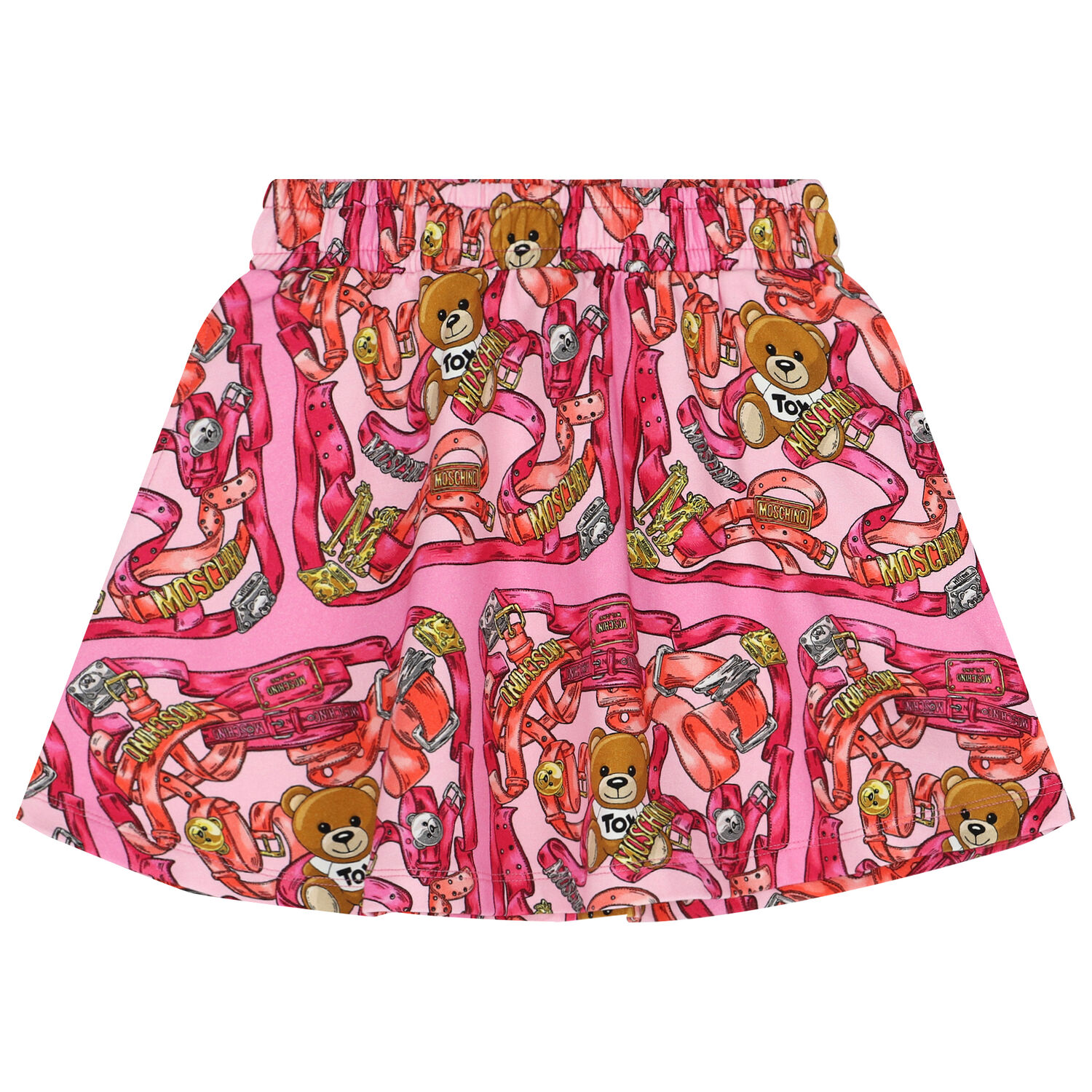 Girls Pink Teddy Bear Logo Skirt, 1, hi-res