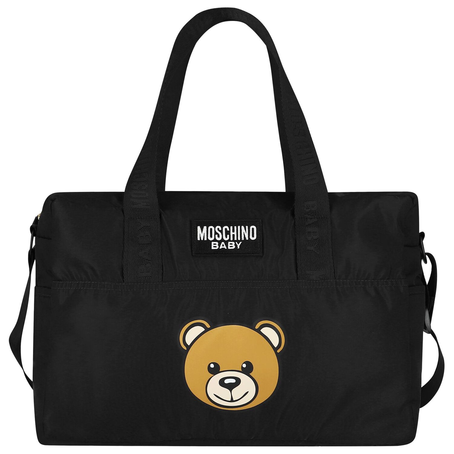Black Teddy Bear Logo Baby Changing Bag, 2, hi-res
