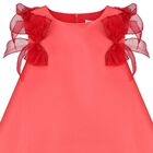 Girls Red Bow Flared Dress, 1, hi-res